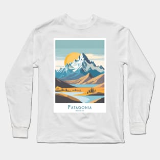 Majestic Patagonia Sunrise Vintage Travel Poster Long Sleeve T-Shirt